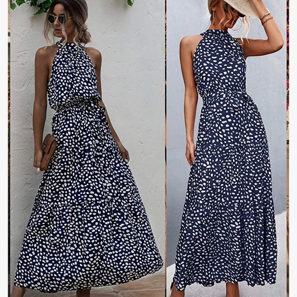 Black and white halter maxi dress size 2XL - Picture 4 of 4